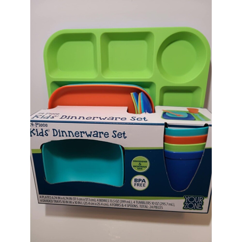 Kid's Dinnerware Set 4 place setting (24 piece) Different colors to choose NEW
